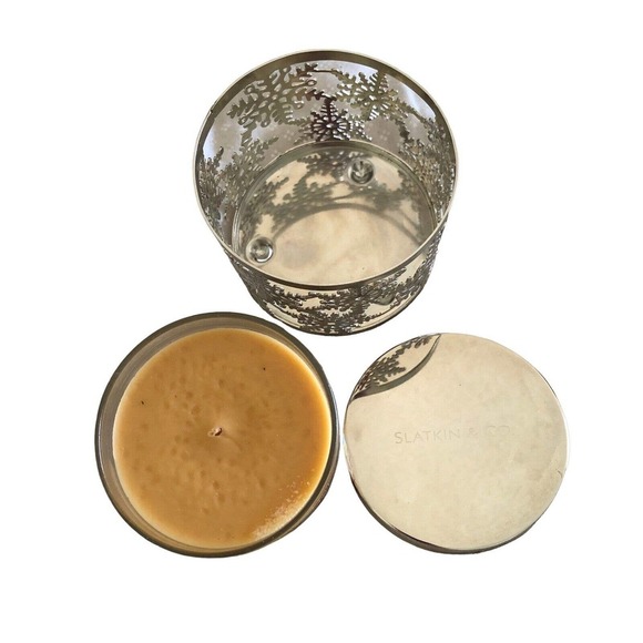 Bath & Body Works Salted Caramel Candle w Snowflake Sleeve Slatkin & Co 4 oz NEW - Picture 4 of 9